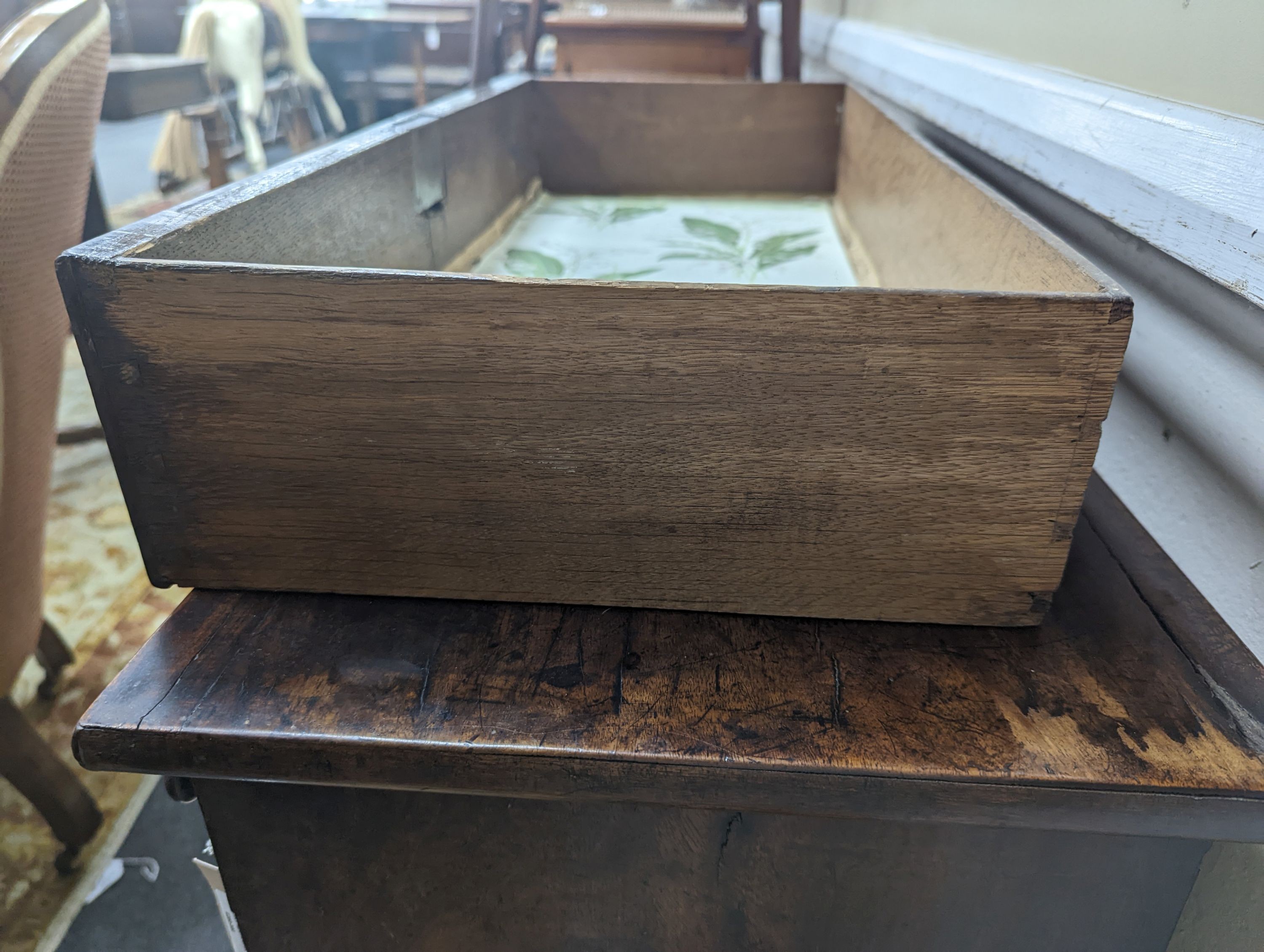 A small 18th century mahogany chest, (formerly a bachelor's chest) width 75cm, depth 37cm, height 71cm